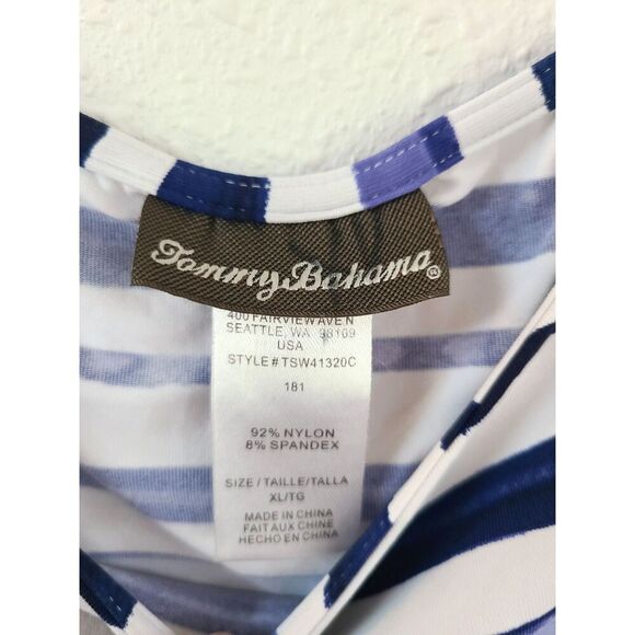 Tommy Bahama XL Striped Dress Pockets Stretchy Beachy Resort Swim Cover Nautical - Picture 2 of 8